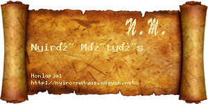 Nyirő Mátyás névjegykártya